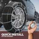 Snow Chains for Car Tires, Tire Chains for Pickups, SUVs, and Light Trucks, Quick Fit & Easy Installation, Reusable CAM Tightener for Emergency Tire Traction, Set of 2