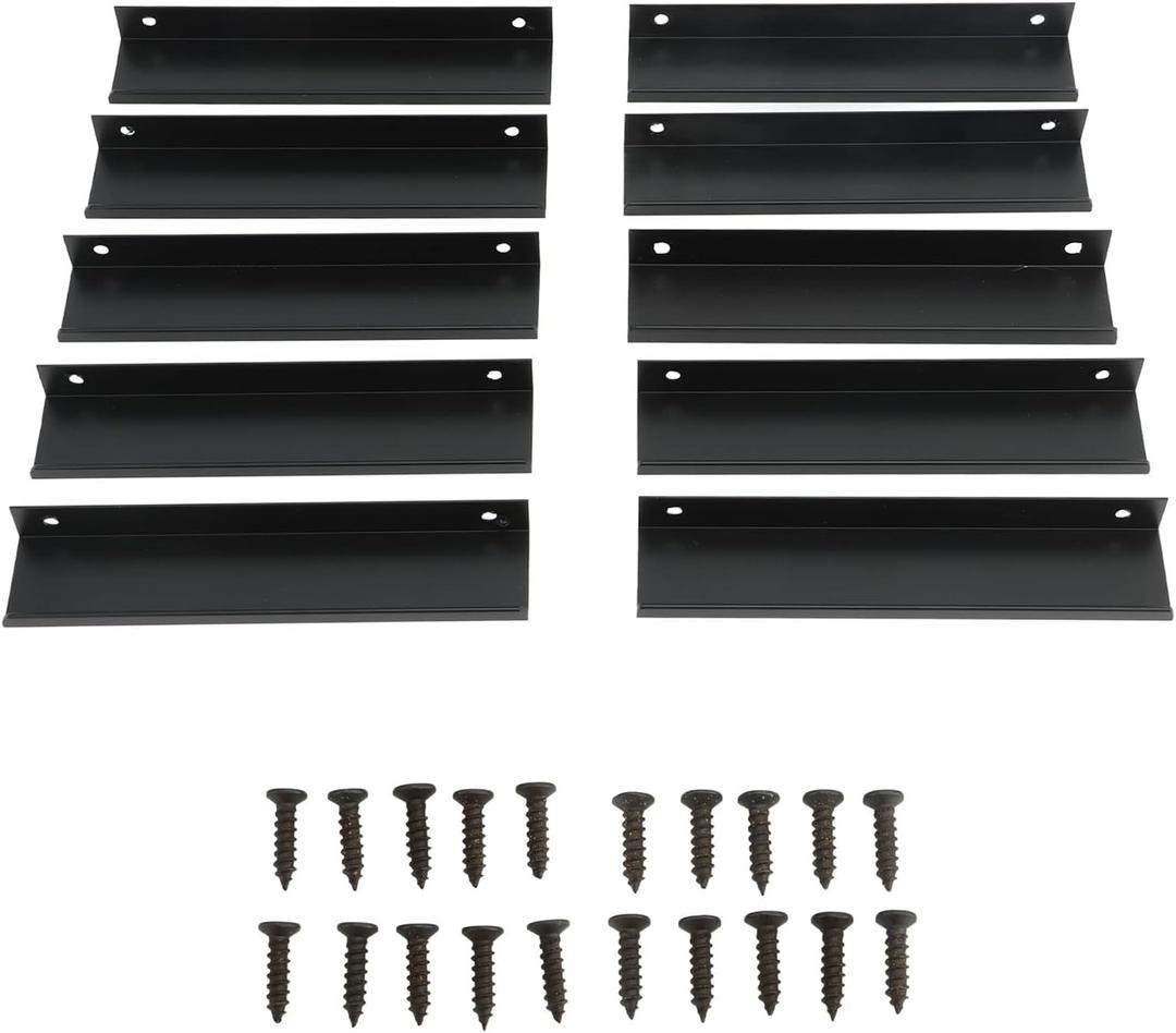 Stylish and Sturdy Edge Pulls, Set of 10, Aluminium Alloy G Type Clasp Hidden Cabinet Handles - Black