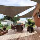 Patio Paradise 8' x 8' x 8' Sun Shade Sail Triangle Canopy Shade Cloth Fabric Sunlight Block Patio Pergola Cover HDPE Deck Awning for Outdoor Backyard Roof Shading, Brown