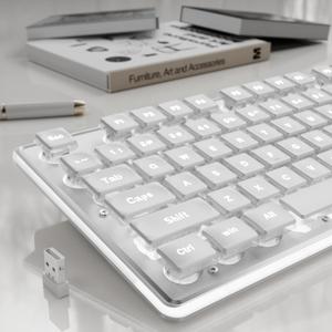EWEADN X7S Wireless Keyboard with White Backlit, Metal Panel, 2.4G Rechargeable Computer Keyboard Silent Light up Full Size Cute Keyboards for Win & MAC - White