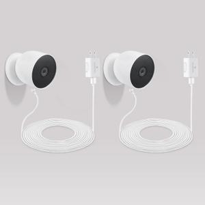 Wasserstein Pogo Pin Cable & Adapter for Google Nest Cam Outdoor/Indoor, Battery (2-Pack)(26ft & 5.2V/2A) (Camera NOT Included)