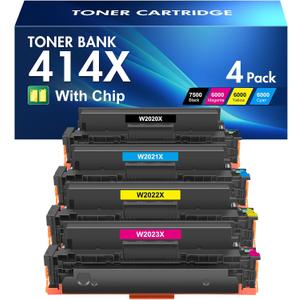 414X Toner Cartridges 4 Pack High Yield MFP M479fdw Compatible Replacment for HP 414X 414A for HP Color Laserjet Pro MFP M479fdw M454dw M479fdn M454dn M479dw Printer Ink (Black Cyan Yellow Magenta)