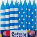 CakedDrake Cake Topper Decor, Candles,Blue Stripes & Dots shape Candles (12/PKG)