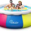 EVAJOY 10ft x 30in Above Ground Swimming Pool - Easy Set Inflatable Top Ring for Adults, Family, Backyard, Outdoor With Cover
