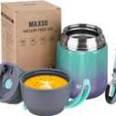 Insulated Thermo Soup Jar for Kids & Adults, 17 oz Stainless Steel Thermal Food Container with Spoon, Triple Layer Insulation (Rainbow)