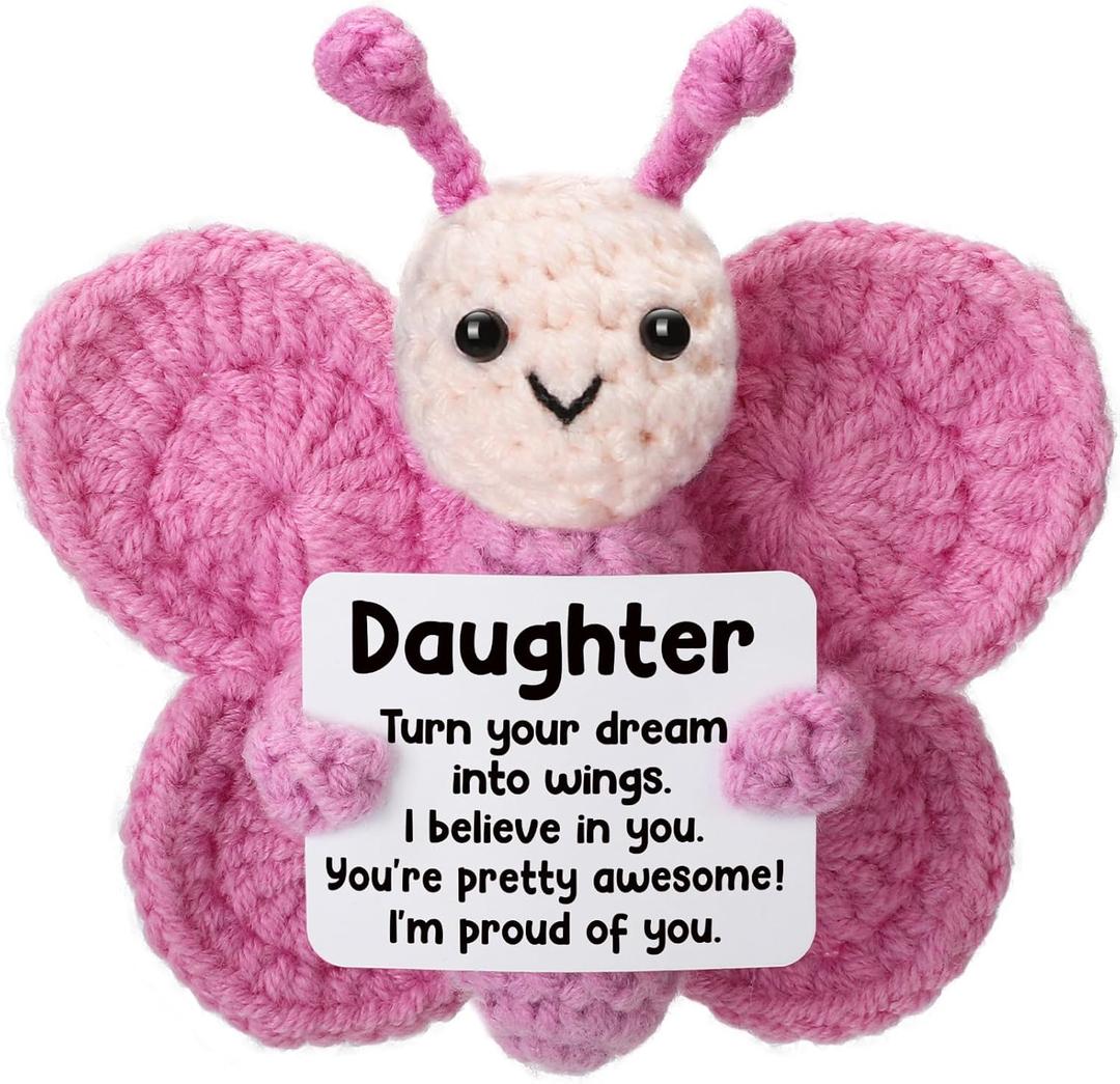 Daughter Gifts from Mom Dad, Crochet Butterfly for Teen Girl from Mother Father, Best for Birthday, Christmas Stocking Stuffers, Easter, Valentines, Mother's Day