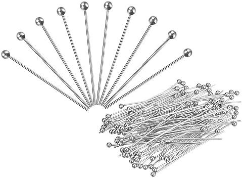 PATIKIL 200Pcs Silver Plated Ball Head Pins for Jewelry Making - 24 Gauge 50mm Wire Pins, Brass Round Metal End for DIY Craft Necklaces, Bracelets, Earrings
