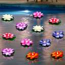 6 Pack Floating Lotus Tea Lights - 4 Inch LED Candles Waterproof Flameless Lotus Tea Lights with Water Lily Pad,for Pool,Bath,Wedding,Party Decor - Floating Color Changing Lotu Flower Pool Lights (6)