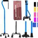 LIXIANG Walking Canes Stablize Women Quad Canes for Seniors & Adults Foldable Adjustable for Men & Women Heavy Duty Freestanding Cane for People with Leg Injuries 3 footings (Blue)