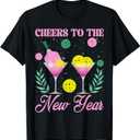 Cheers to The New Year Champagne Glass & Pickleball NYE 2026 T-Shirt, M