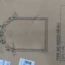 PERHOM 36"x24" Arched Decor Mirror, White Frame with Top Gold Bow