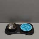 Slow Feeder Dog Bowls 3 in 1 Stainless Steel Food and Water Bowls with Non-Spill and Skid Silicone Mat to Slow Down Eating for Large Medium Small Breed Size Dogs and Cats (Dark Grey)