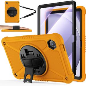 ZtotopCases for Samsung Galaxy Tab A9+ / A9 Plus 11'' 2023 (SM-X210/X216/X218), Shockproof Hard Duty Case with Screen Protector+360 Rotating Hand Strap&Stand+Shoulder Strap for Tab A9+ Tablet, Orange