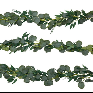 Farmlyn Creek 3 Pack Artificial Eucalyptus Willow Garland, Fake Faux Greenery Leaves, 6.5 Feet