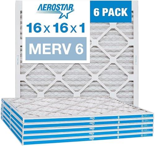 Aerostar 23x21x1 MERV 6 Pleated Air Filter, AC Furnace Air Filter, 6 Pack