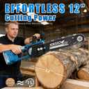 12" Brushless Cordless Chainsaw, Hand Held Cordless Chain Saw with 2 x 4.0Ah Batteries,3 x Durable Chains,Electric Chainsaws Lightweight Handheld Saw for Tree Trimming, Wood Cutting, Pruning