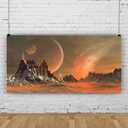 Renaiss 10x5ft Alien Planet Surface Scenery Backdrop Dessert Stone Mountains Mars Moon Landscape Photography Background Science Fiction Outer Space Theme Party Decor Galaxy Universe Photo Booth Props