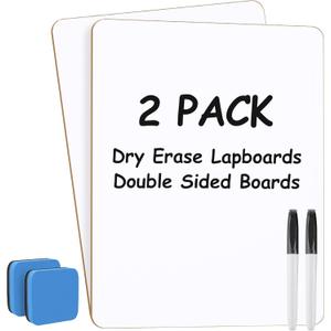 MaxGear Double Sided Dry Erase Board, 9'' x 12'' Small White Board, 2 Pack | Reusable Double Sided Surface, Easy to Write and Erase, Portable Small Learning Board, Includes 2 Markers and 2 Erasers