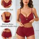 Avidlove Sexy Pajamas V Neck Womens Pajama Sets Shorts Lace Trim Cami Pj Set 2 piece PJS Lingerie Sleepwear (S)
