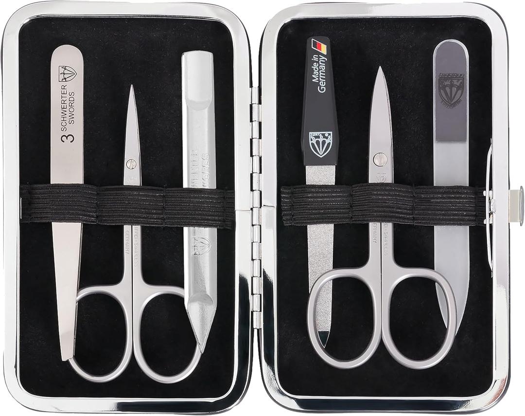 3 Swords Germany - brand quality 6 piece manicure pedicure kit set - stainless steel nail care tools - Made in Solingen Germany (500)