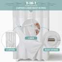 eachope White No Hook Waffle Weave Shower Curtain with snap-in Liner Replacement, 230GSM Waterproof Fabric Hotel Shower Curtain Set for Bathroom, Through Mesh Top Window,71Wx74H