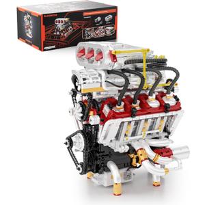 V8 Engine Model Kit, Runnable Model Engine Building Kits for Adults & Kids 814+, Build Your Own Visible STEM Car Engine with Motors, 2347PCS DIY STEM Building Blocks Sets Gifts for Adults Boys Girls