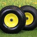 Antego Tire & Wheel (Set of 2) 15x6.00-6 Tire and Wheel Assemblies, ATW-003, 4 Ply Turf Tires, .75" Precision Ball Bearings, John Deere 15x6.00-6NHS Lawn Mower Tires, John Deere Front Tires 15x6.00-6