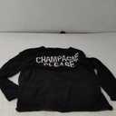 Womens Fashion 2025 Champagne Please Graphic Long Sleeve Pullover Sweater Loose Crewneck Knitted Sweatshirt Tops S