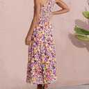 BTFBM Summer Dresses 2026 Spring One Shoulder Floral Flowy Sundresses for Women Sleeveless Smocked Boho Beach Maxi Dress (Purple, XL)