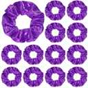 Taiyin 24 Pcs Shiny Metallic Scrunchie Solid Scrunchies Christmas Hair Ties Hair Elastics Accessories Elastic Band for Women Gym Dance Cheerleading Softball Volleyball Baseball Team(Purple)