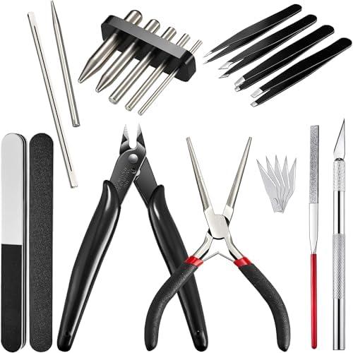 17 Pieces Metal Puzzle Tool Set DIY Metal Model Kits Tools Tab Edge Cylinder Cone Shape Bending Assist for 3D Jigsaw Puzzles Assembly Basic Model Building, Repairing and Fixing