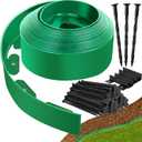 Landscape Edging Border - 60FT 4IN Tall Edging for Landscaping with 60 Stakes, 0.15" Thick No Dig Lawn Edging for Garden Border, Flexible Flower Bed Edging Borders for Yard, Terrace Board (GREEN)