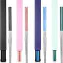 Patelai 4 Pairs Portable Chopsticks with Case Stainless Steel Chopsticks Reusable Portable Utensil for Travel, Office Lunch & Holiday Gift for Friends & Family