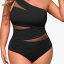 = Aqua Eve Plus Size One Piece Swimsuit for Women Tummy Control Bathing Suits One Shoulder Swimwear, Size 20W