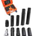 10pcs Spline Lug Nuts Socket Set,1/2" Impact Socket Key with 3" Extension for Easy Removal or Install Aftermarket Spline Lug Nuts&Spike Lug Nuts, CR-V Steel Repair Tool Set fit 5,6,7,10,12 Point Nut