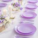 EI 150pcs Purple Plastic Plates for Party,Fancy Disposable Plates,Heavy Duty Plastic Dinnerware Set for Wedding,Easter,Afternoon Tea Party