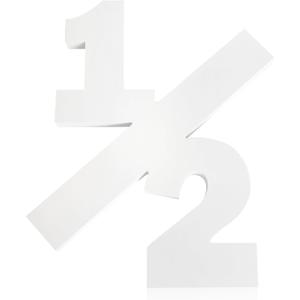 Wooden 1/2 Birthday SignSix Months Party Decor For Babies And Kids Eye-Catching Half Birthday Party Decor Baby Show Photo Prop Cake Smash White Wooden Number Sign