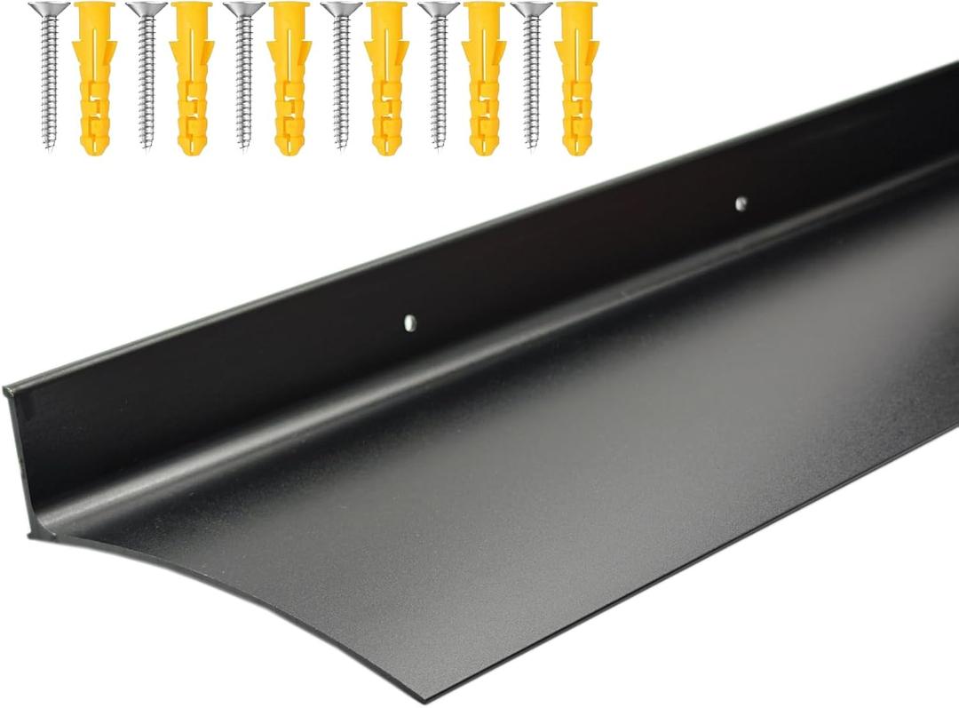 Heavy-Duty Door Rain Drip Guard Overhead 5.12" W 55.1" L Aluminum Drip Edge Drip Cap Guard for Exterior Door & Window,Diverter,Deflector,1pc Black