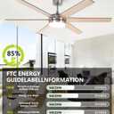 60 Inch Ceiling Fans with Lights and Remote, Indoor Outdoor Nickel Modern Ceiling Fan, Reversible DC Motor Dual-Sided Blades, 3CCT, Large Farmhouse Ceiling Fan for Bedroom Living Room Garage