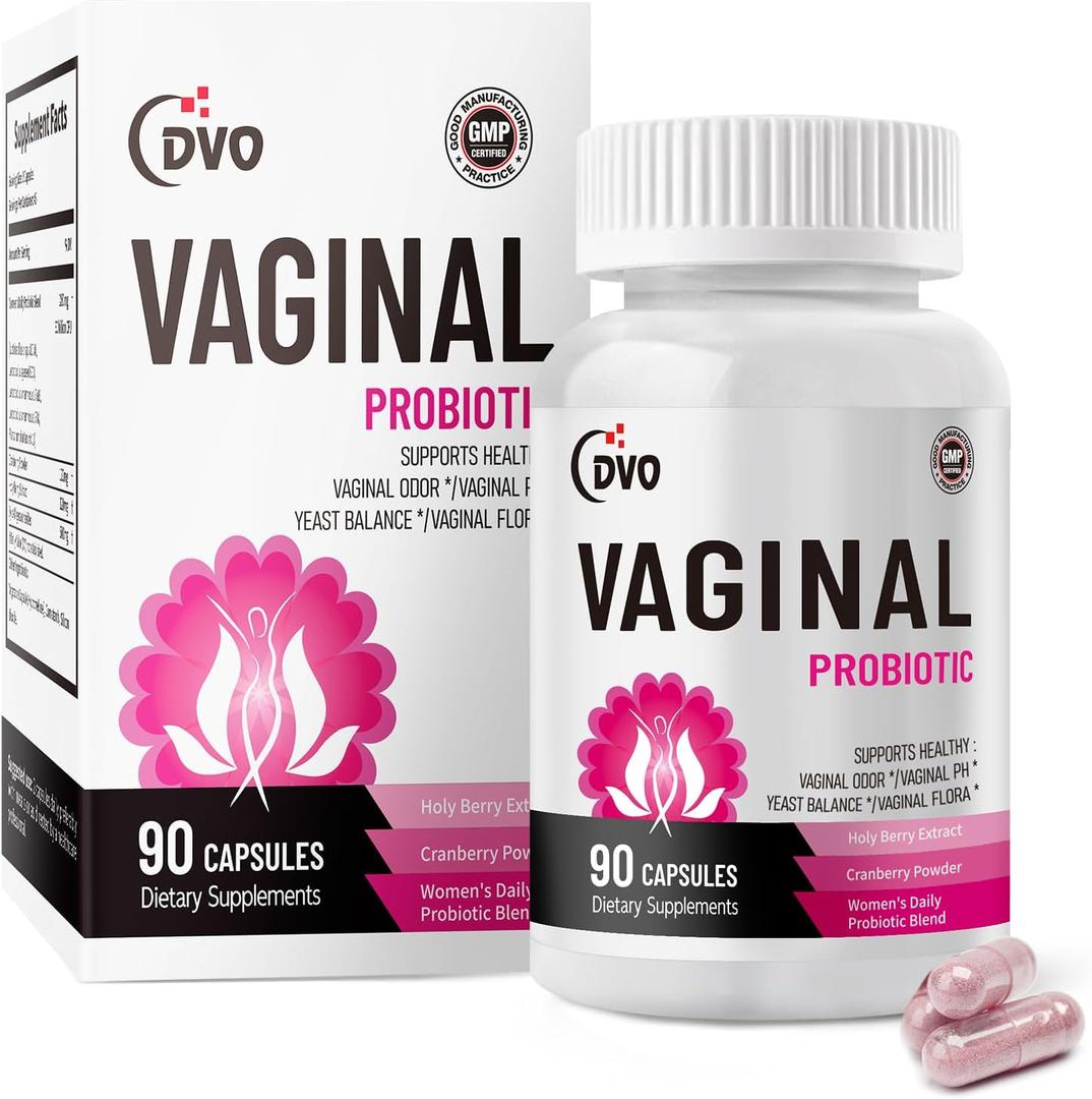 DVO Vaginal Probiotics for Women,pH Balance,60 Billion CFU with Prebiotics & Lactobacillus,Healthy Odor, Yeast Balance & Flora Support for Immune Health 90 Count