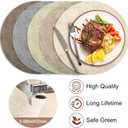 Round Faux Leather Placemats and Coasters, Set of 6, Reversible Heat Resistant Non-Slip Table Mats, Waterproof Wipeable Place Mats for Dining Table, Washable for Indoor & Outdoor (6, Beige)
