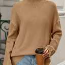 PRETTYGARDEN Casual Long Sleeve Oversized Sweaters for Women 2026 Loose Mock Neck Pullover Sweater Ribbed Knit Fall Clothes (M)