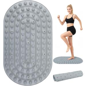 Acupressure Foot Massage Mat - Portable Foldable Foot Massager Mat for Bathroom, Yoga, Outdoor Games, Office Standing Desk Pad, Relieve Foot Pain, Anti-Slip, 30 x 18 inch (Grey)