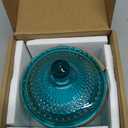 Sungmor Vintage Embossed Glass Candy Storage Jars w/Lid, Small Decorative Colorful Candy Dishes Blue Cookie Container, Pretty Covered Bowls for Chocolate Dessert Icecream Buffet