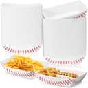 Roshtia 100 Pack Baseball Party Supplies Paper Food Trays Disposable Serving Tray Nacho Food Boats for Baseball Birthday Decorations (3lb)