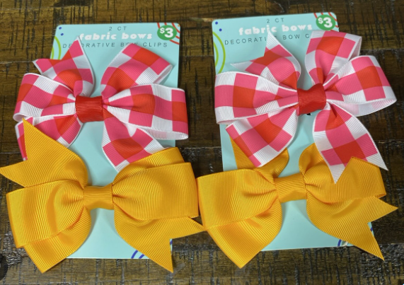Fabric Bows Decorative Bow Clips For Hair 12 Pack Of Orange, Red And White