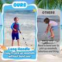 2 Pack Sand Sifter with Seashell Bags - 21.6"~33" Adjustable Shark Tooth Sifter for The Beach Seashell Collecting, Mesh Shovel Scooper with Retractable Handle, Beach Toys for Adults Family Kids