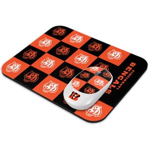 SOAR NFL Wireless Mouse and Mouse Pad- Checkered (Cincinnati Bengals)