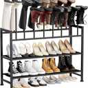 DIMJ Boot Rack 4-Tier - Black Metal Boot Storage Rack for Tall Boots Organizer Tall Boots, Multiuse Shoe Rack for Boots, Sneakers, High-Heel, Entryway, Fits 8 Pairs