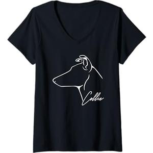 Womens Proud Smooth Collie Profile Gift Dog Lover V-Neck T-Shirt, Size XL